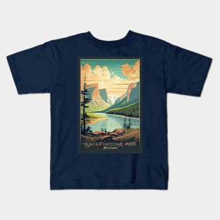Glacier National Park Travel Poster Kids T-Shirt